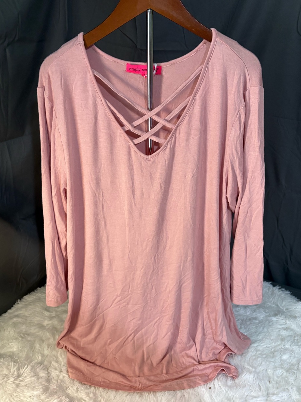 Simply southern rose criss cross tunic top XL NWT